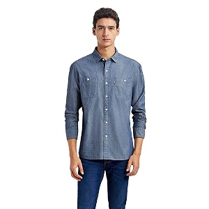 Levis Mens Cotton Solid Slim Fit Shirt
