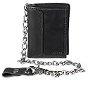 Levi's Men's Trifold Wallet - Sleek and Slim Includes ID Window and Credit Card Holder,Black with Chain