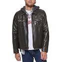 Levi's Men's Faux Leather Hooded Trucker Jacket Coat