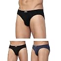 Levi's 011 Comfort Brief for Men | 100% Pure Cotton | Breathable | Durable | Anti-Roll Waistband | Extra Supportive Gusset | Dual Layer 3D Pouch | Tagless &amp; Zero Irritation Comfort | Pack of 3