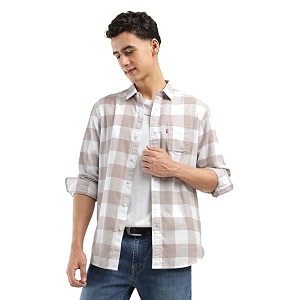 Levis Men Cotton Checkered Slim Fit Shirt