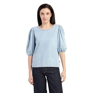Levis Solid Cotton Collar Neck Womens Regular