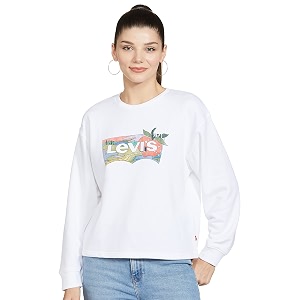 Levis Women Cotton Blend Crew Neck Sweatshirt