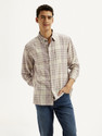 LEVIS Men Checkered Casual Beige Shirt