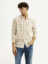 LEVIS Men Checkered Casual Beige Shirt