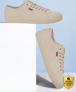 LEVIS Mens Beige Solid Sneakers Sneakers For