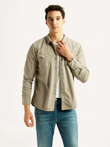 LEVIS Men Solid Casual Beige Shirt