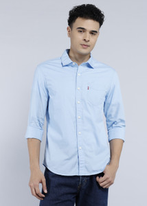 LEVIS Men Solid Casual Blue Shirt
