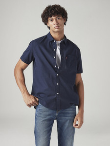 LEVIS Men Solid Casual Blue Shirt