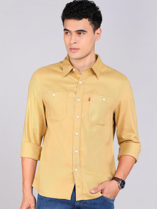 LEVIS Men Solid Casual Brown Shirt