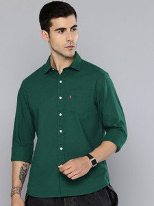 levis men solid casual green shirt