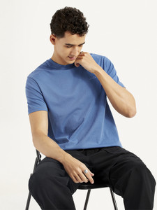 LEVIS Solid Men Crew Neck Blue T-Shirt