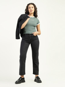 LEVIS Straight Fit Women Black Jeans