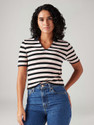 LEVIS Striped Women Polo Neck Multicolor T-Shirt