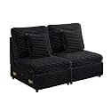 LEVNARY Modular Armless Chair Set of 2, Faux Rabbit Fur Upholstered Single Seat for Sectional Sofa Expansion (Black)