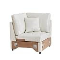 LEVNARY Modular Corner Chair, Faux Leather Upholstered Single Corner Seat for Sectional Sofas (White)