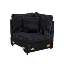 LEVNARY Modular Corner Chair, Faux Rabbit Fur Upholstered Single Corner Seat for Sectional Sofas (Black)