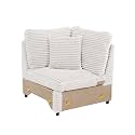 LEVNARY Modular Corner Chair, Faux Rabbit Fur Upholstered Single Corner Seat for Sectional Sofas (White)