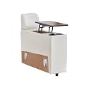 LEVNARY Modular Lift-Top Console with USB Charging and Cup Holders, Center Storage Module for Modular Reclining Sofa (White)