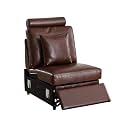 LEVNARY Modular Power Recliner Chair, Faux Leather Upholstered Single Seat with Electric Lift Function, Compatible with Modular Sofa System (Brown)