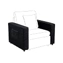 LEVNARY Modular Sofa Armrest Set of 2 with Side Storage Pockets, Faux Rabbit Fur Upholstered Arm Panels, Compatible with Modular Recliner System (Black)