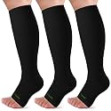 LEVSOX Open Toe Compression Socks for Women &amp; Men 20-30mmHg Toeless Sock Knee High Support Stockings for Circulation Nurses Pregnant Travel