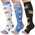 LEVSOX Open Toe Compression Socks for Women &amp; Men 20-30mmHg Toeless Sock Knee High Support Stockings for Circulation Nurses Pregnant Travel