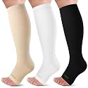 LEVSOX Open Toe Compression Socks for Women &amp; Men 20-30mmHg Toeless Sock Knee High Support Stockings for Circulation Nurses Pregnant Travel
