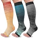 LEVSOX Open Toe Compression Socks for Women &amp; Men 20-30mmHg Toeless Sock Knee High Support Stockings for Circulation Nurses Pregnant Travel