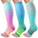 LEVSOX Open Toe Compression Socks for Women &amp; Men 20-30mmHg Toeless Sock Knee High Support Stockings for Circulation Nurses Pregnant Travel