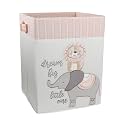 Levtex Baby - Imani Nursery Hamper - Rectangle Fabric Hamper - Elepahnt and Lion - Grey, Cream, Taupe, Pink - Nursery Accessories - Size: 14 x 14 x 19in.