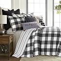 Levtex Home - Camden Bedspread Set - Queen (110 x 118 in.) + Two Standard Pillow Shams (26 x20 in.) - Buffalo Check in Black and Cream - Reversible Pattern - Cotton