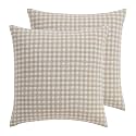 Levtex Home - Camden Gingham Stitch Euro Sham Set of 2 - Textured Gingham - Taupe and Cream - Reversible - Cotton - Tie Closure Back - Pillow Inserts Not Included