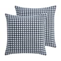 Levtex Home - Camden Gingham Stitch Euro Sham Set of 2 - Textured Gingham - Reversible - Cotton - Tie Closure Back - Pillow Inserts Not Included