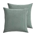 Levtex Home Camden Gingham Stitch Forest Green Euro Sham Set of 2-26x26in. - Green and Ivory Gingham - Textured Cotton - Back Tie Closure - Inserts Not Included