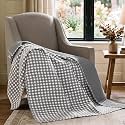 Levtex Home Camden Gingham Stitch Grey Quilted Throw - 50x60in. - Grey and Ivory Gingham - Reversible - Textured Cotton Throw Blanket