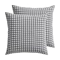 Levtex Home Camden Gingham Stitch Grey Euro Sham Set of 2-26x26in. - Grey and Ivory Gingham - Textured Cotton - Back Tie Closure - Inserts Not Included