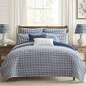 Levtex Home - Camden Gingham Stitch Navy Quilt Set - King Quilt (106x92in) and 2 King Shams (20x36in) - Textured Gingham - Navy and White - Reversible - Cotton