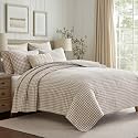 Levtex Home - Camden Gingham Stitch Taupe Quilt Set - Twin Quilt (68x86in) and 1 Standard Sham (20x26in) - Textured Gingham - Taupe and Cream - Reversible - Cotton