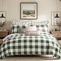 Levtex Home Camden Green Reversible King/Cal King Quilt Set (106x92in) with 2 Pillow Shams (36x20in) - Buffalo Check - Green - Cotton King Size Quilt Bedding Set - Lightweight, Soft, Pre-Washed