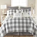 Levtex Home - Camden Quilt Set -Full/Queen Quilt + Two Standard Pillow Shams - Buffalo Check in Grey and Cream - Quilt Size (88 x 92 in.) and Pillow Sham Size (26 x 20 in.)- Reversible Pattern -Cotton