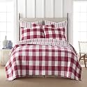 Levtex Home - Camden Quilt Set -Full/Queen Quilt + Two Standard Pillow Shams - Buffalo Check in Red and Cream - Quilt Size (88 x 92 in.) and Pillow Sham Size (26 x 20 in.)- Reversible Pattern -Cotton