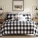 Levtex Home - Camden Quilt Set -Full/Queen Quilt + Two Standard Pillow Shams - Buffalo Check in Black and Cream - Quilt Size (88 x 92 in) and Pillow Sham Size (26 x 20 in) - Reversible Pattern -Cotton