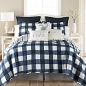 Levtex Home - Camden Quilt Set -King Quilt + Two King Pillow Shams - Buffalo Check in Navy and Cream - Quilt Size (106 x 92 in.) and Pillow Sham Size (36 x 20 in.) - Reversible Pattern - Cotton