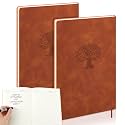 Lewtemi 2 Pcs Left Handed Notebooks A5, 100 Sheets, 5.5 x 8 Inch, Brown