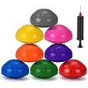 Lewtemi 8 Pcs Balance Pods 6.1 x 3.9 Inches Inflatable Stability Balance Trainer Dots Half Fitness Ball Dome for Men Women Stability Training Physical Core Strength Gym Home Exercise
