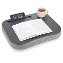 Lewtemi Dark Gray Laptop Lap Desk with Cushion Cup Holder and Stopper Padded and Phone Holder Couch Bed Sofa Fits up to 15.6 Inch Portable Lap Desk for Home Office Study Writing