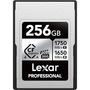 lexar 256gb professional cfexpress type a silver 40 memory card for photographers videographers up to max 17501650 mbs 8k video lcaexs4256g-rnenu