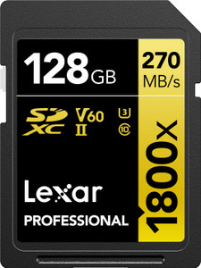lexar lsd1800128g-bnnng professional 1800x 128 gb sdxc class 10 270 mbs  memory card compatible with camera