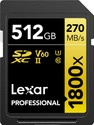 Lexar LSD1800512G-BNNNG Professional 1800x 512 GB SDXC Class 10 270 MB/s  Memory Card Compatible with Camera